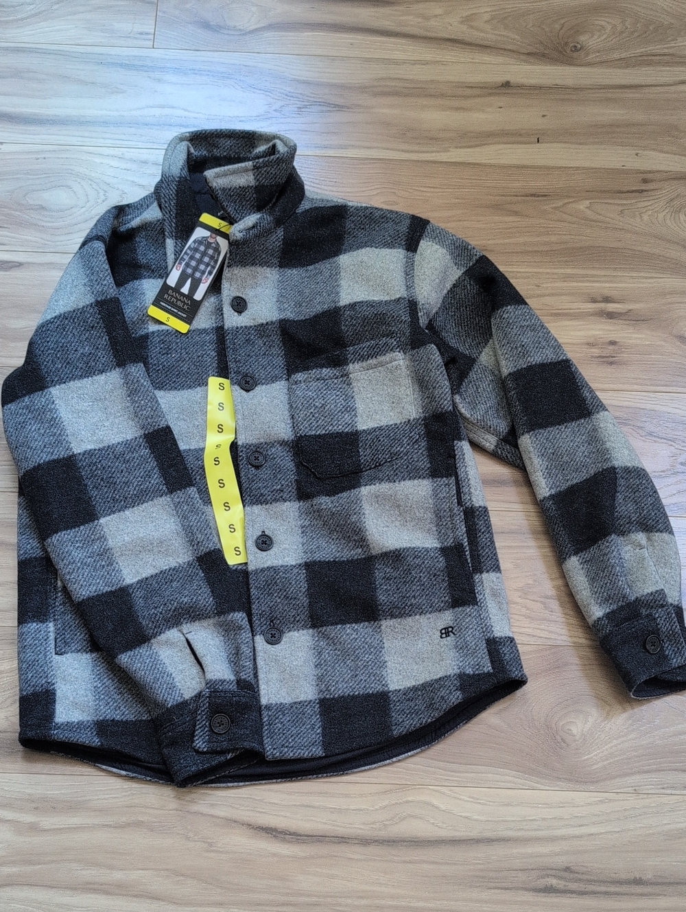 Banana Republic Kids Black & Gray Plaid Button Jacket